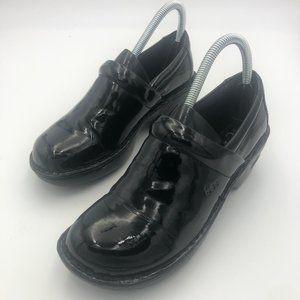 Born Concept Vegan Black Patent Leather Clogs, Women's Size 7/EUR 38